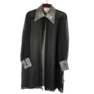 Retro Sheer Shirt Black 6 Metallic Grunge Neutral Preppy Classic Chic Concert